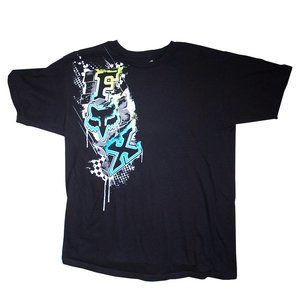 Fox Motorsports Black T-shirt, Men's Size Large, Side Graphic Fox Logo
